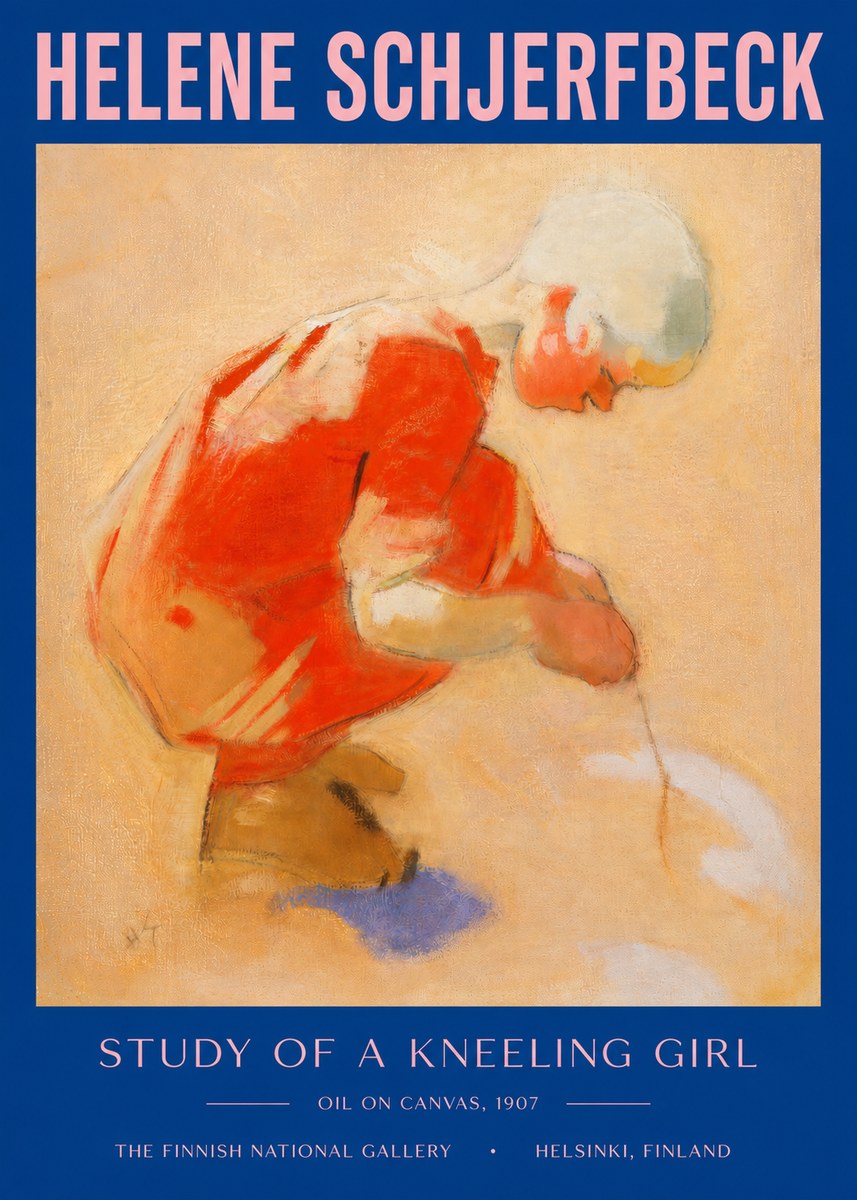 Helene Schjerfbeck Study of a Kneeling Girl No3 - Póster