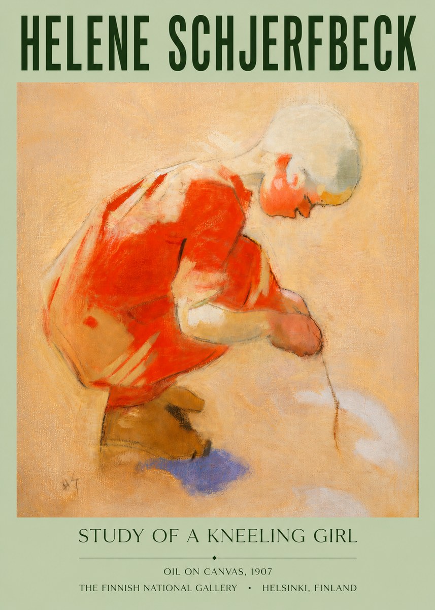 Helene Schjerfbeck Study of a Kneeling Girl No4 - Póster