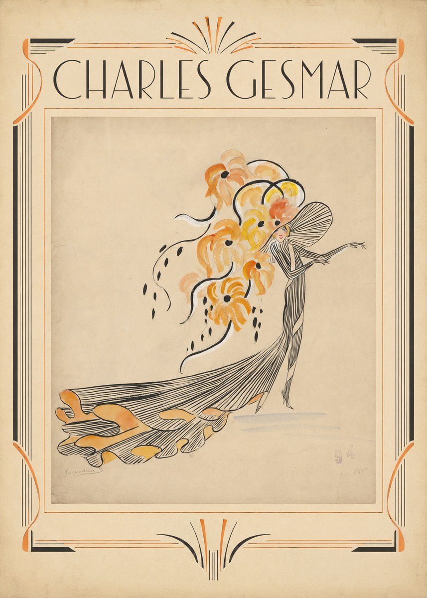 Charles Gesmar Lady with Floral Headdress No1 - Póster