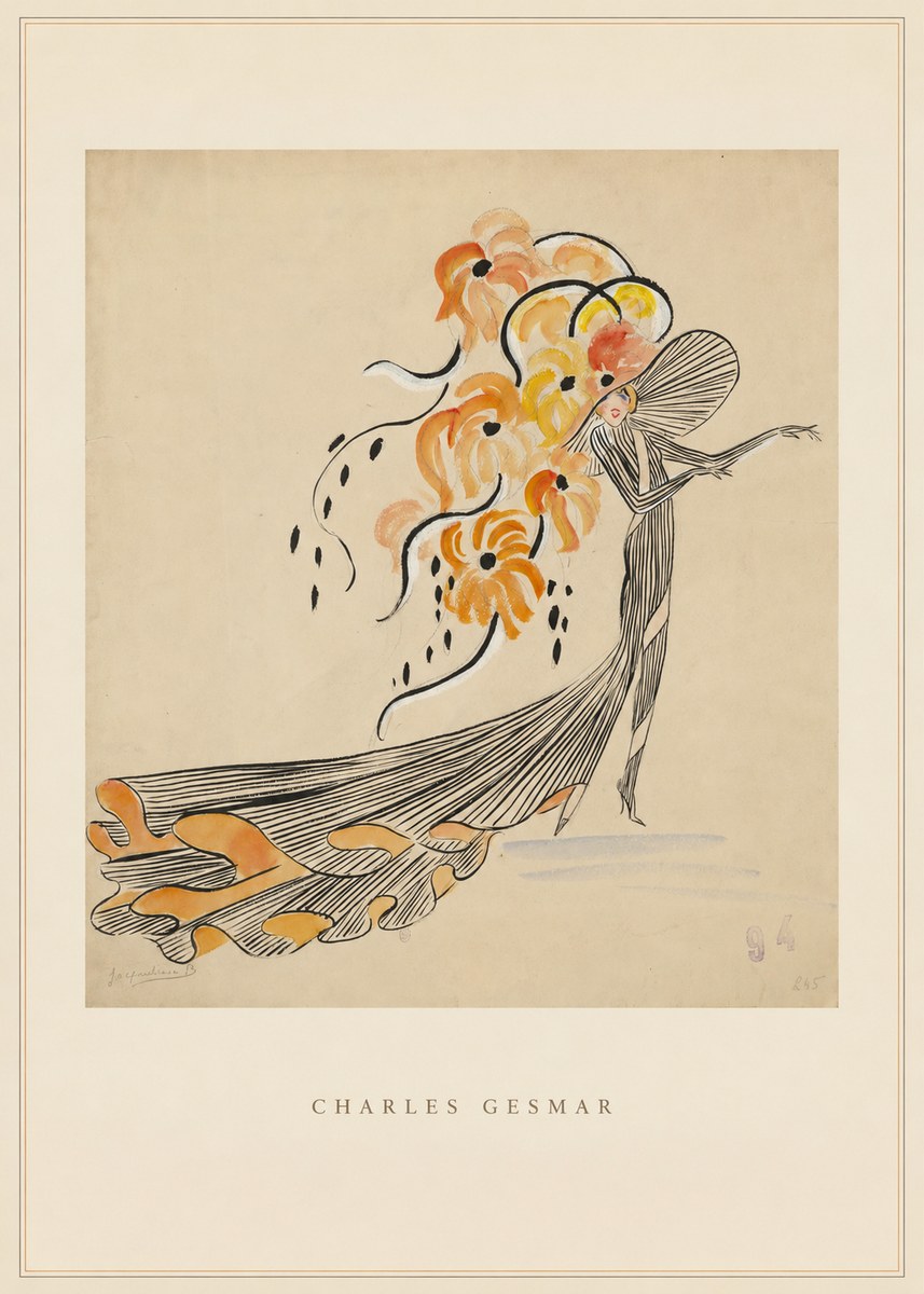 Charles Gesmar Lady with Floral Headdress No3 - Póster