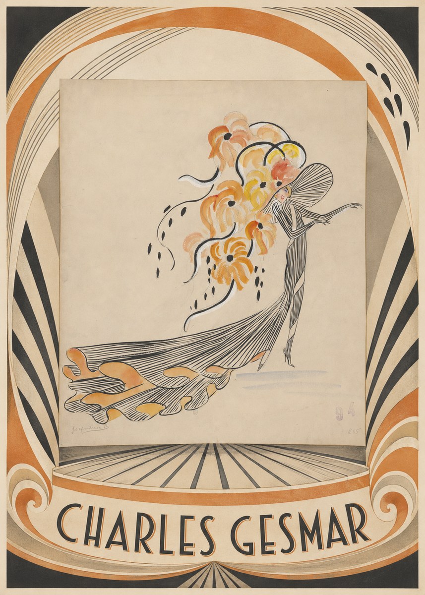 Charles Gesmar Lady with Floral Headdress No4 - Póster