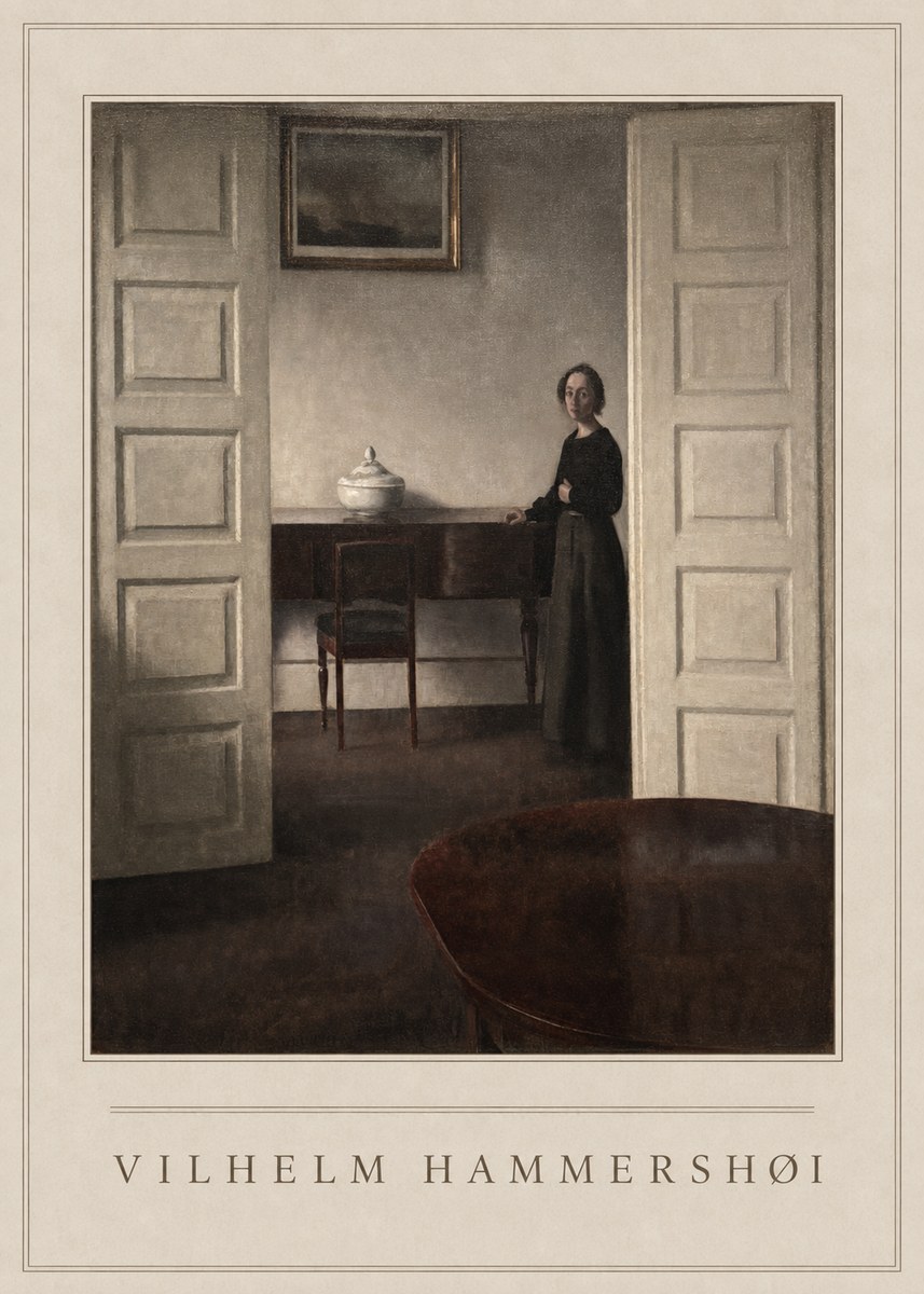 Vilhelm Hammershøi Interior with a Standing Woman No4 - Póster