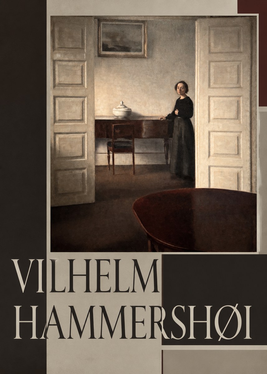 Vilhelm Hammershøi Interior with a Standing Woman No5 - Póster
