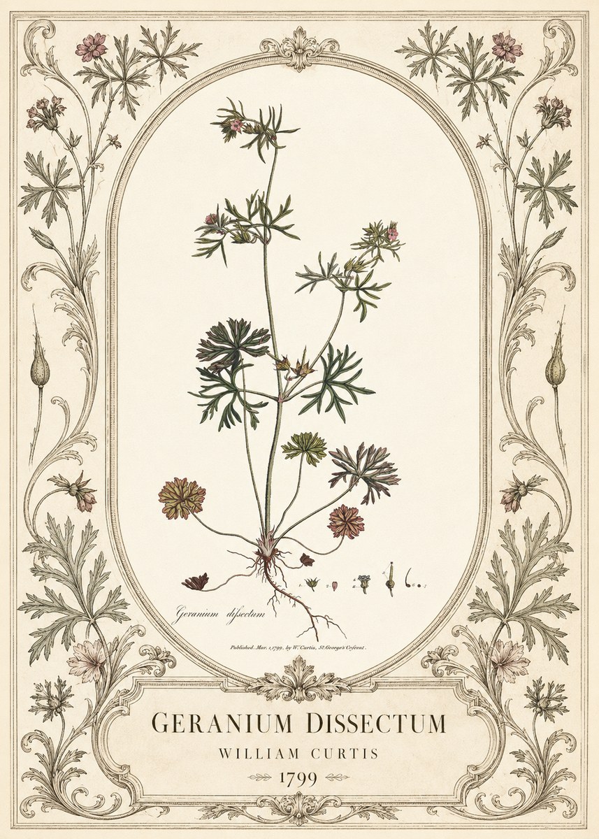 William Curtis Geranium Dissectum I No3 - Póster