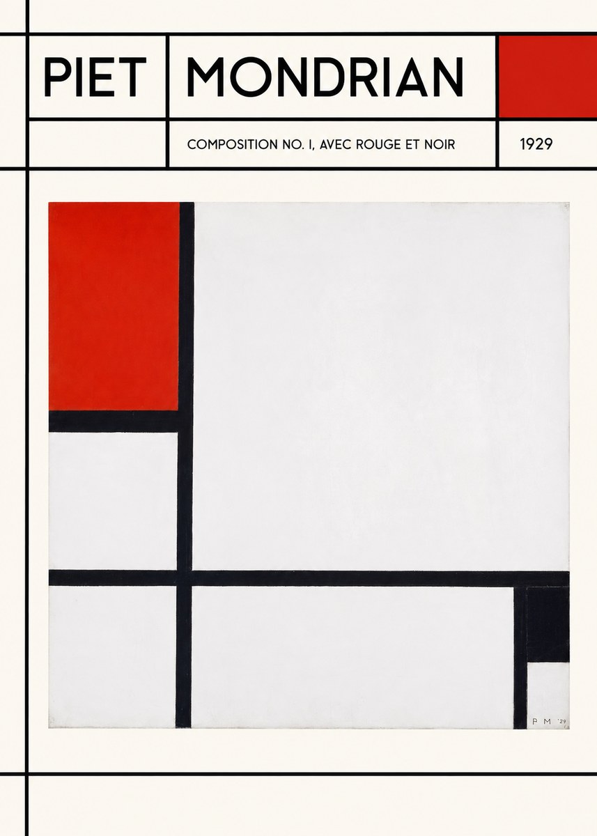 Piet Mondrian Composition No. I, Avec Rouge Et Noir No2 - Póster