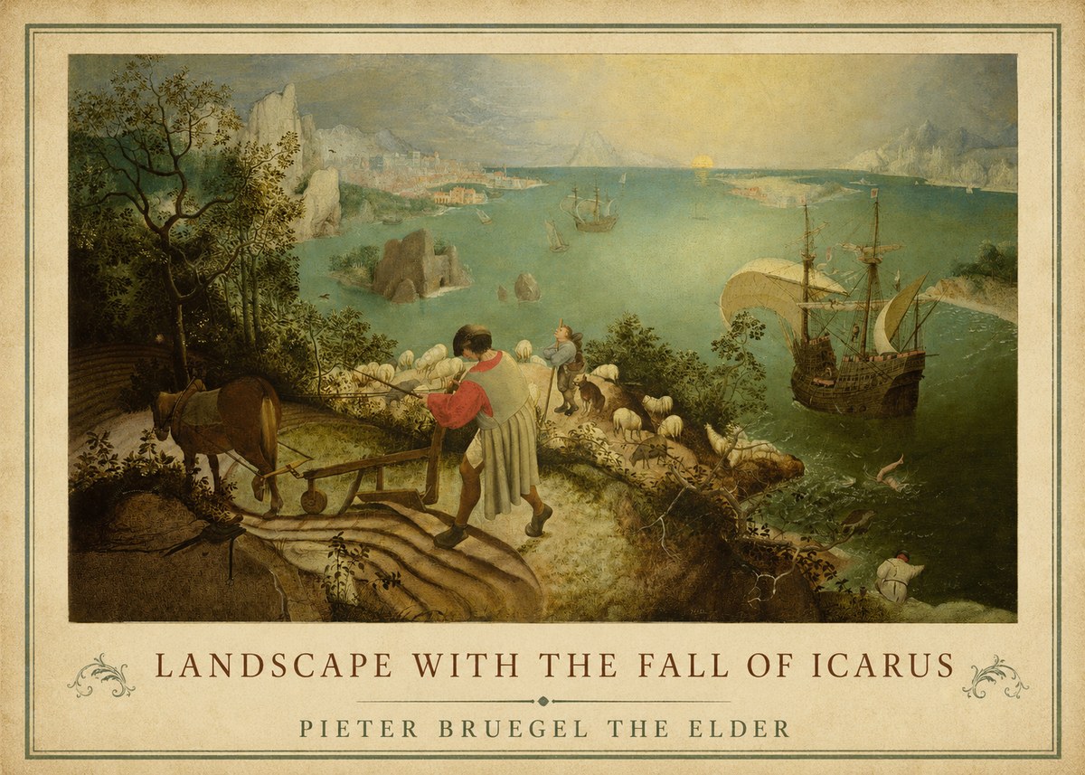 Pieter Bruegel Landscape with the Fall of Icarus II No1 - Póster