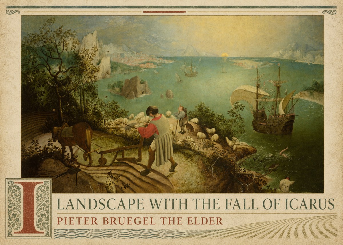 Pieter Bruegel Landscape with the Fall of Icarus II No3 - Póster