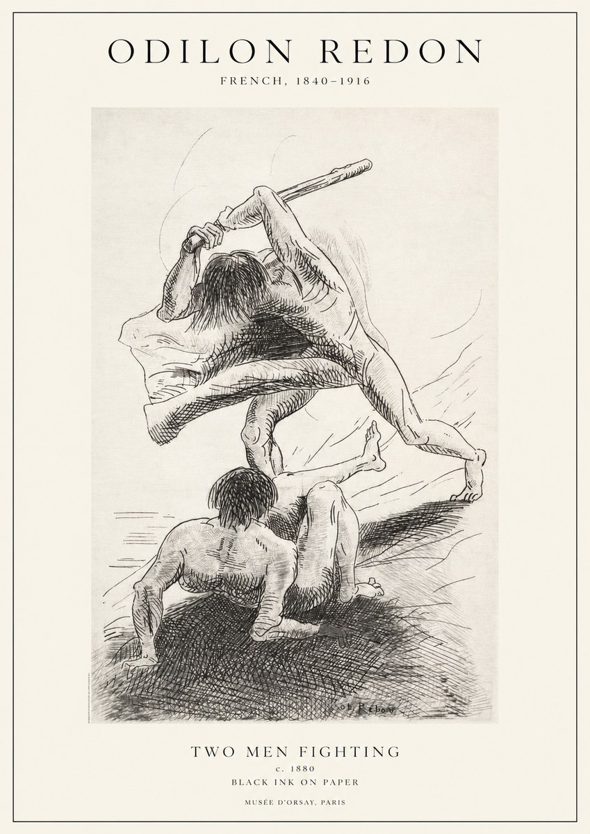 Odilon Redon Two Men Fighting No1 - Póster