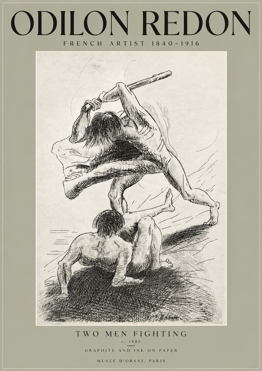 Odilon Redon Two Men Fighting No3 - Póster