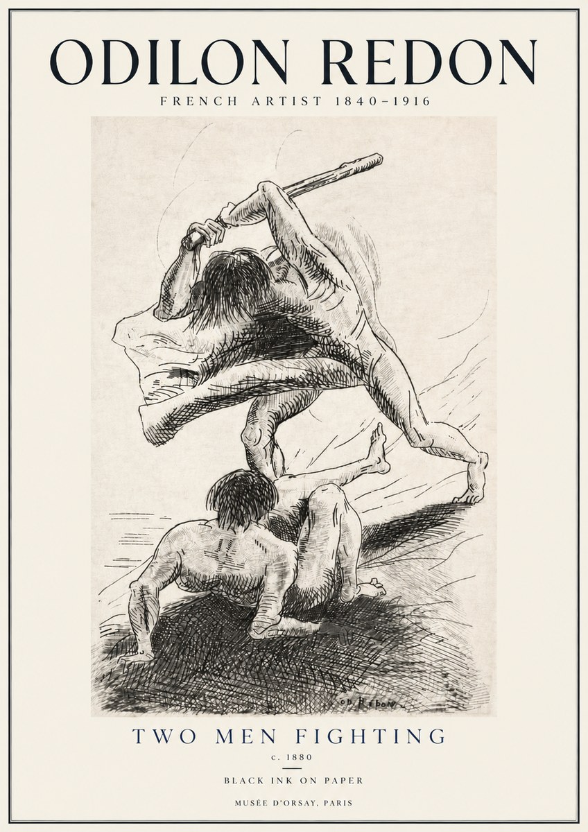 Odilon Redon Two Men Fighting No4 - Póster