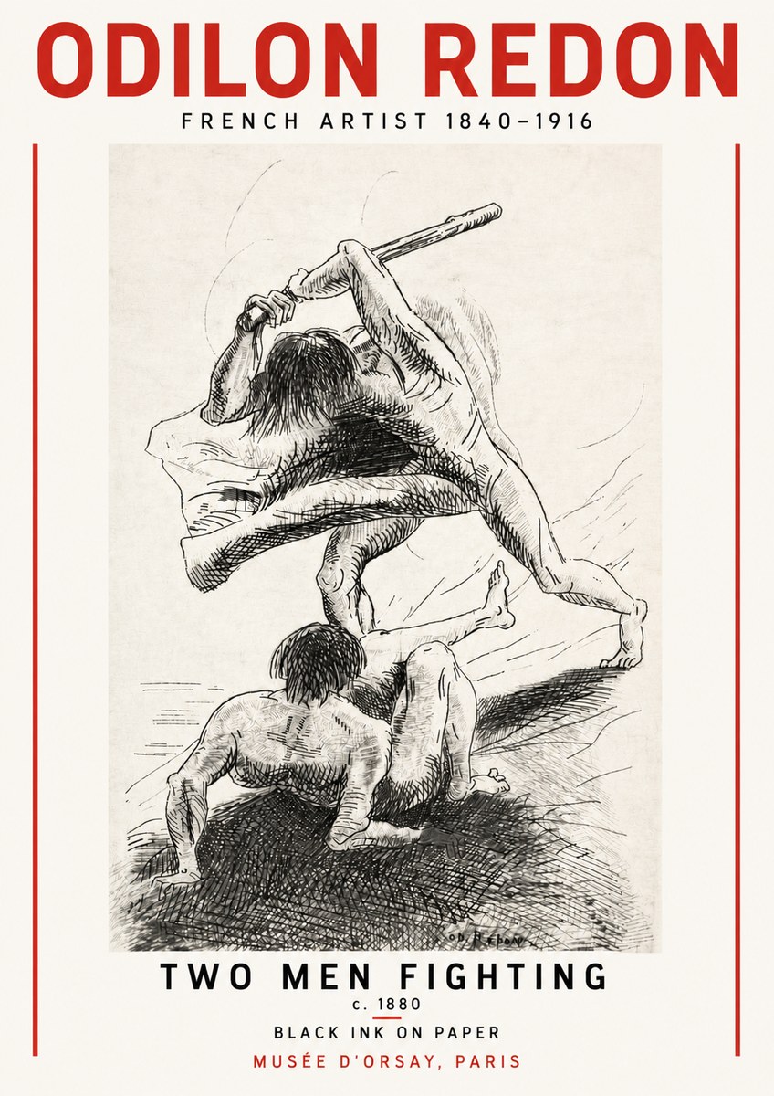 Odilon Redon Two Men Fighting No5 - Póster