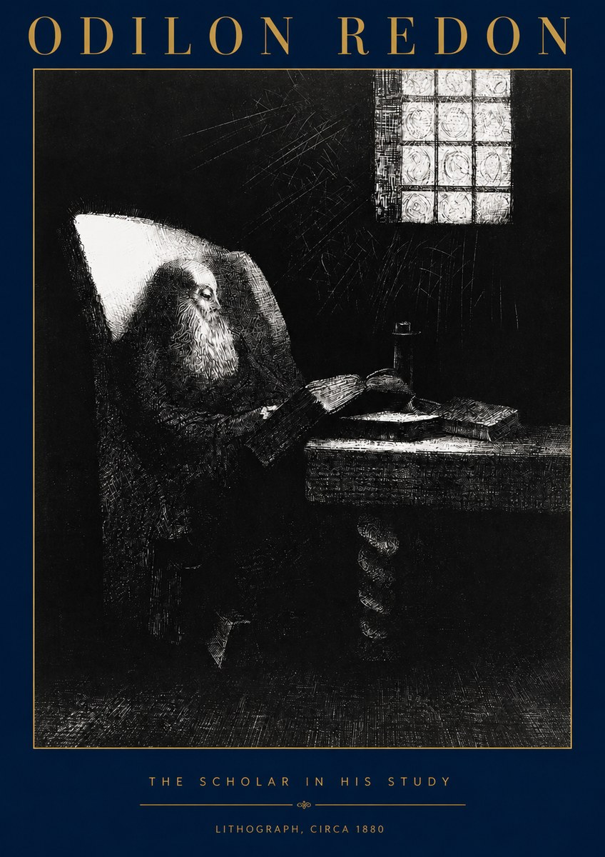 Odilon Redon The Scholar in His Study No2 - Póster