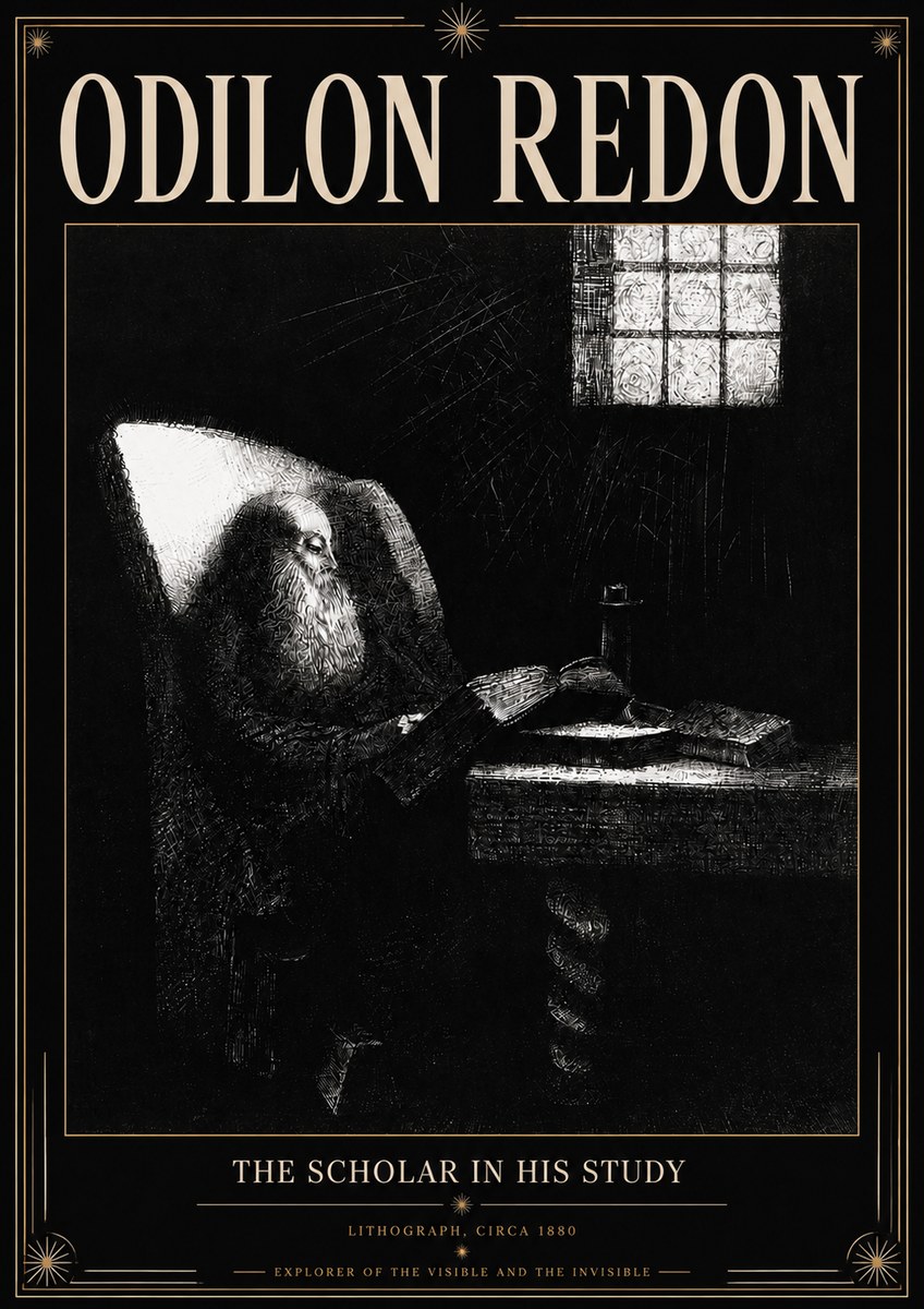 Odilon Redon The Scholar in His Study No3 - Póster
