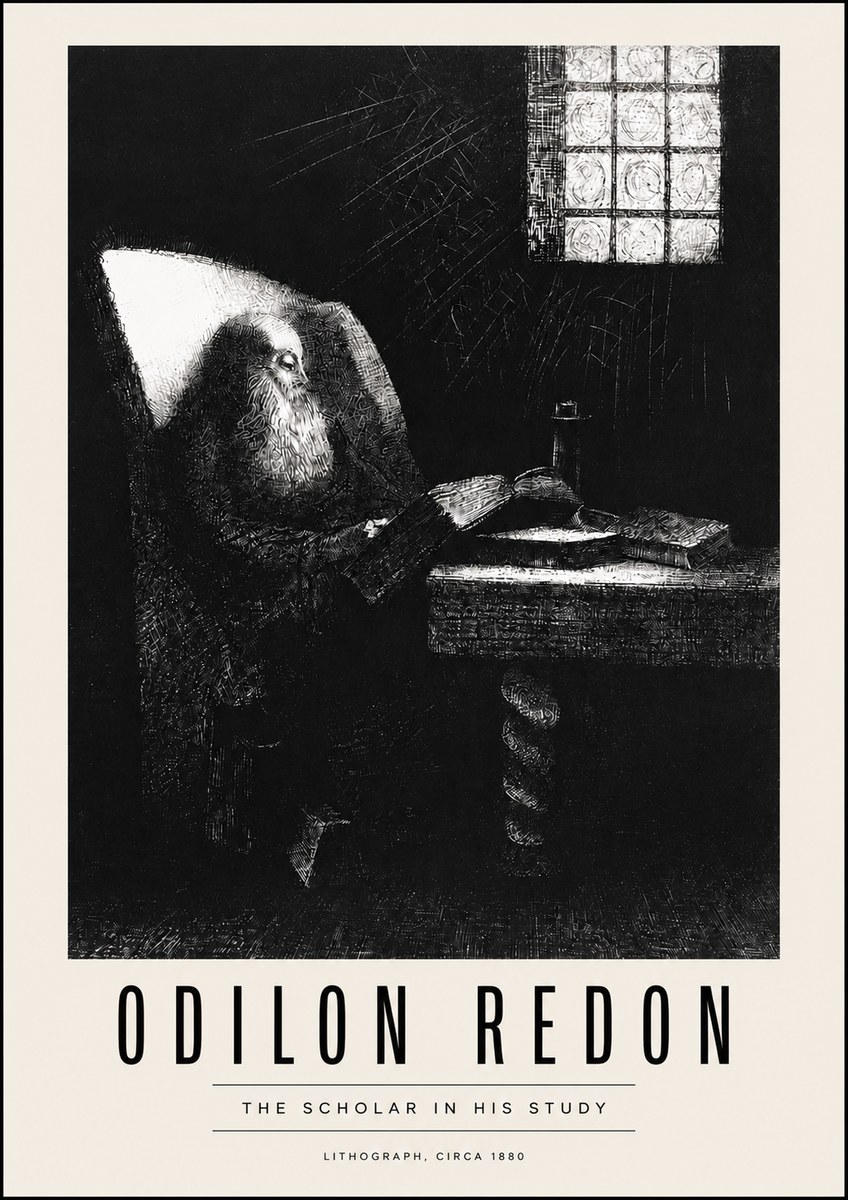 Odilon Redon The Scholar in His Study No4 - Póster