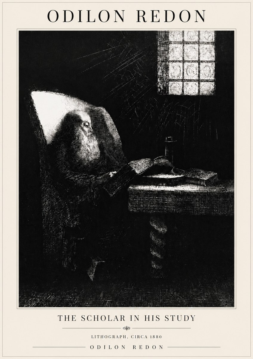 Odilon Redon The Scholar in His Study No6 - Póster
