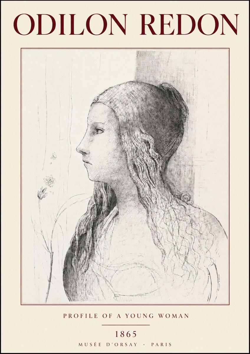 Odilon Redon Profile of a Young Woman No3 - Póster