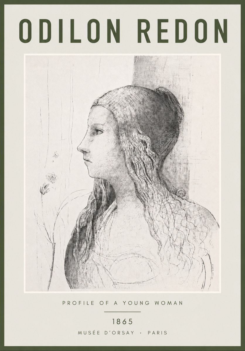 Odilon Redon Profile of a Young Woman No4 - Póster