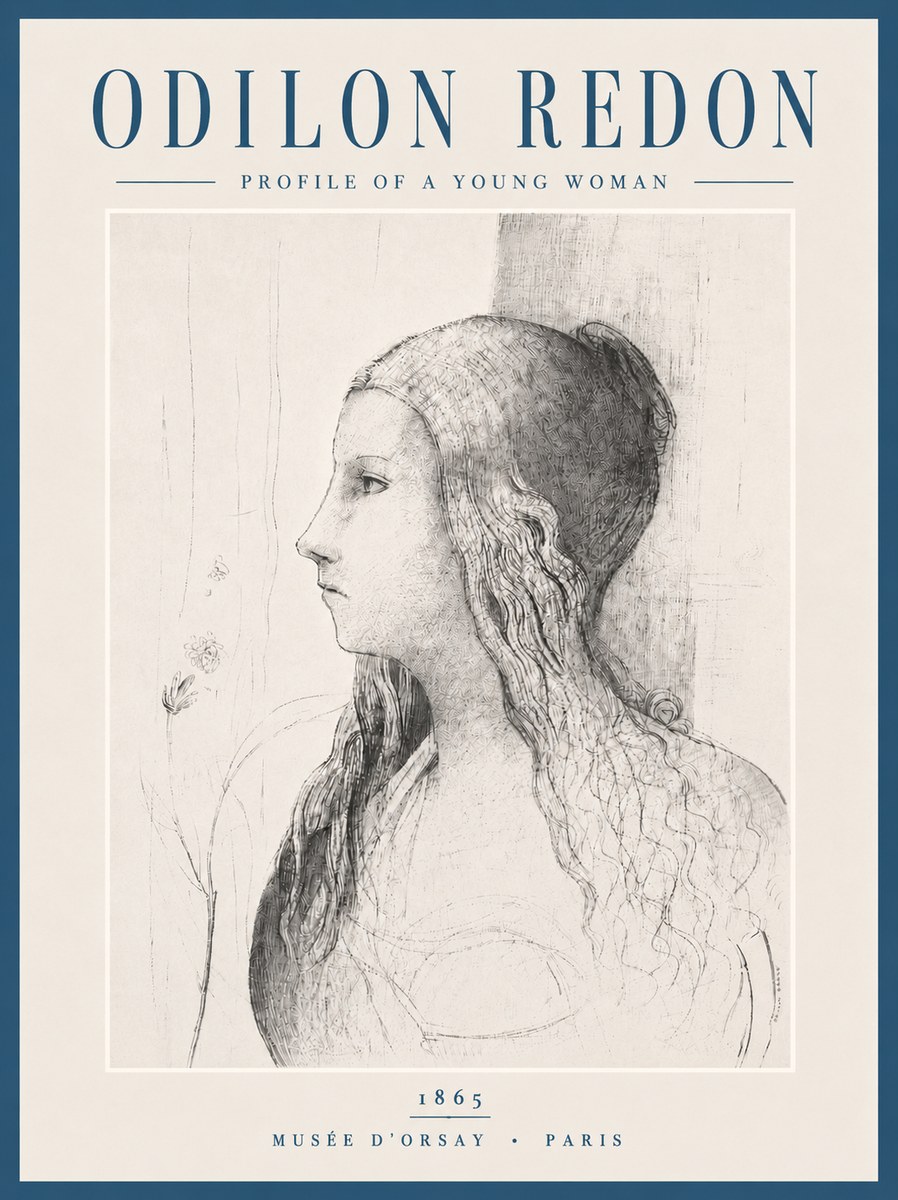 Odilon Redon Profile of a Young Woman No6 - Póster