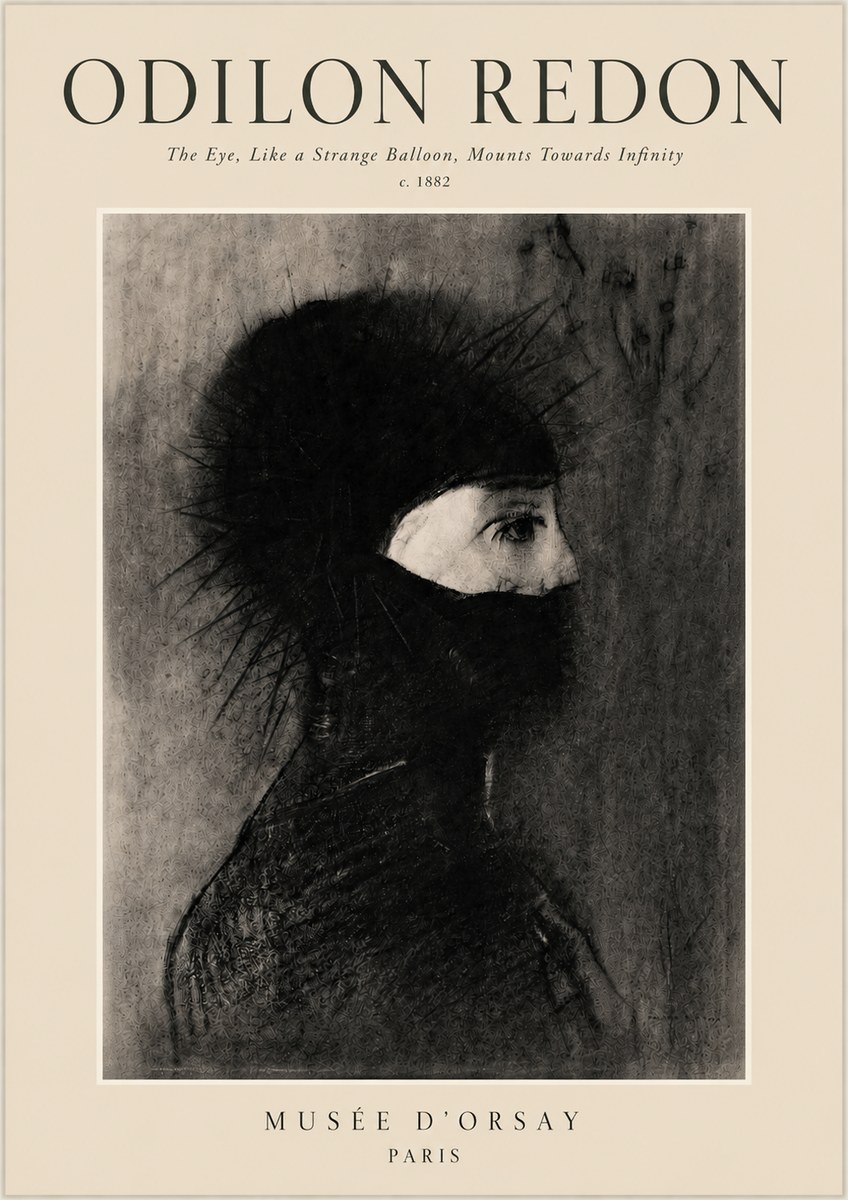 Odilon Redon The Eye, Like a Strange Balloon, Mounts Towards Infinity No3 - Póster