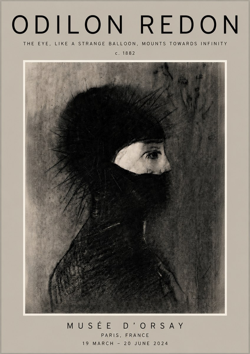 Odilon Redon The Eye, Like a Strange Balloon, Mounts Towards Infinity No4 - Póster