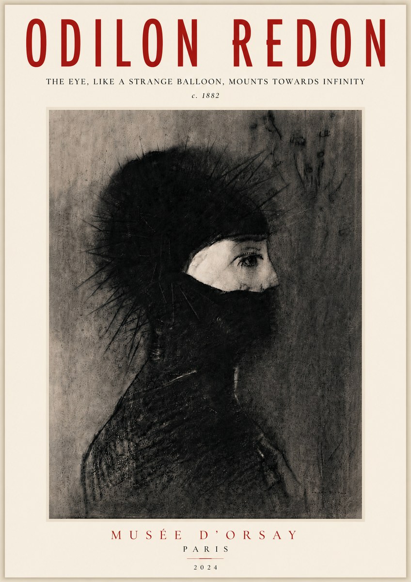 Odilon Redon The Eye, Like a Strange Balloon, Mounts Towards Infinity No5 - Póster