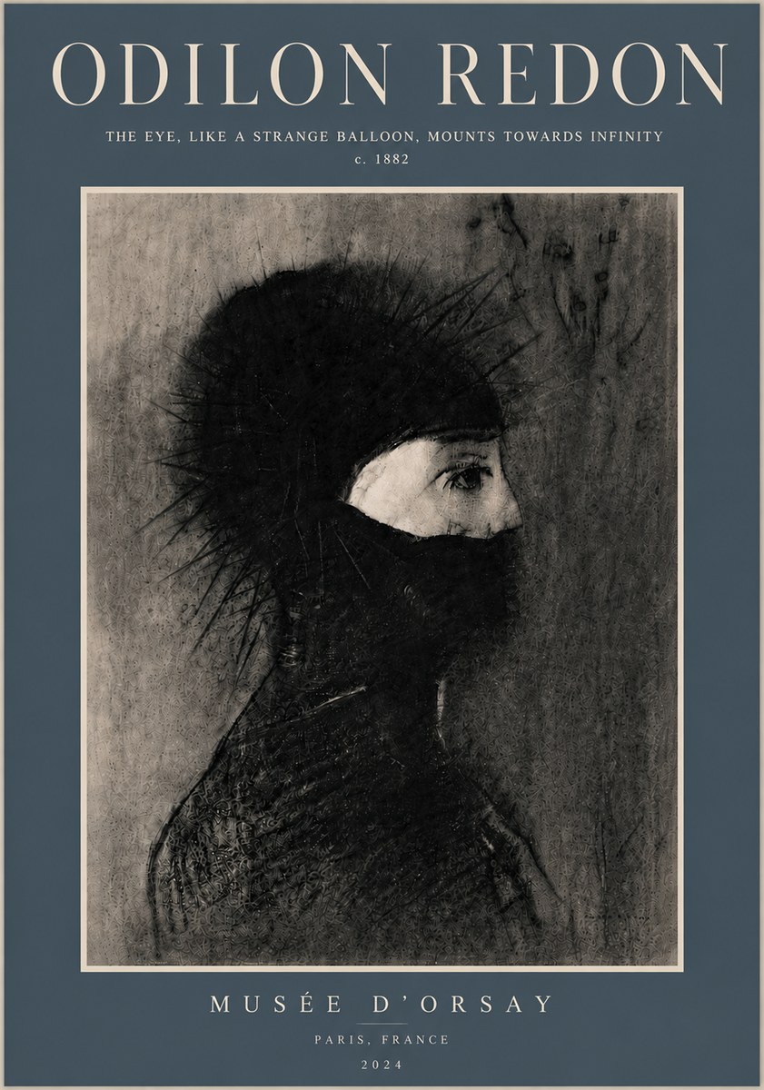 Odilon Redon The Eye, Like a Strange Balloon, Mounts Towards Infinity No6 - Póster