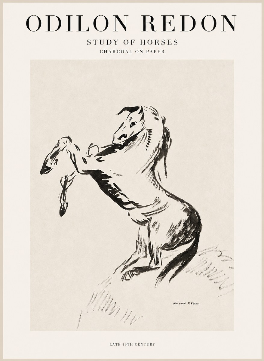 Odilon Redon Study of Horses No1 - Póster