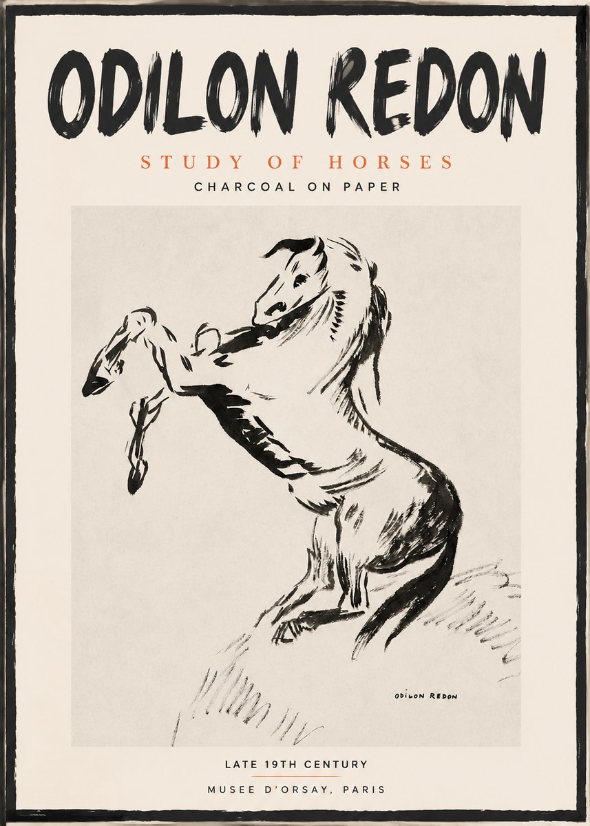 Odilon Redon Study of Horses No2 - Póster
