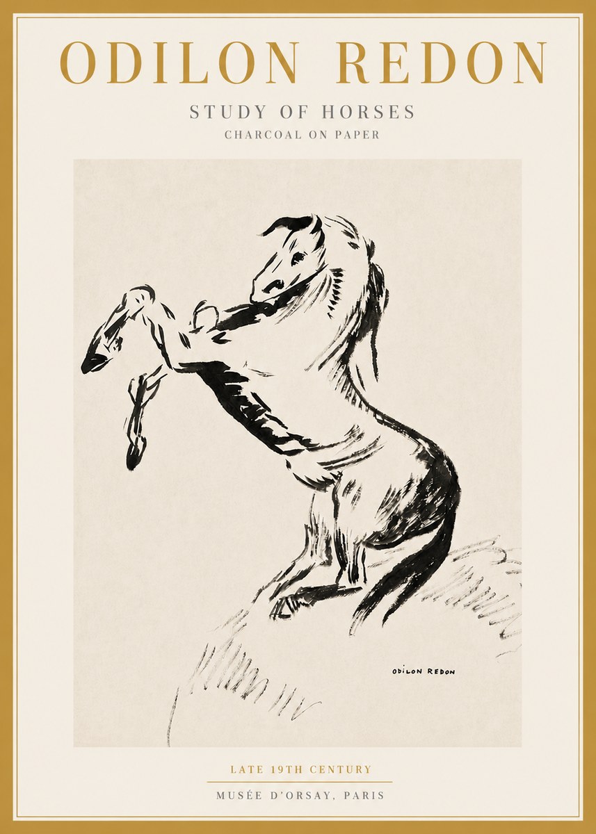 Odilon Redon Study of Horses No3 - Póster