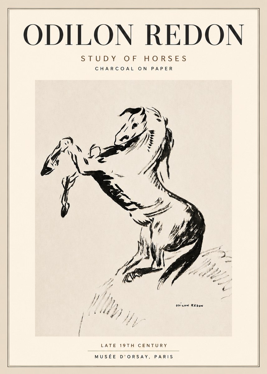 Odilon Redon Study of Horses No5 - Póster