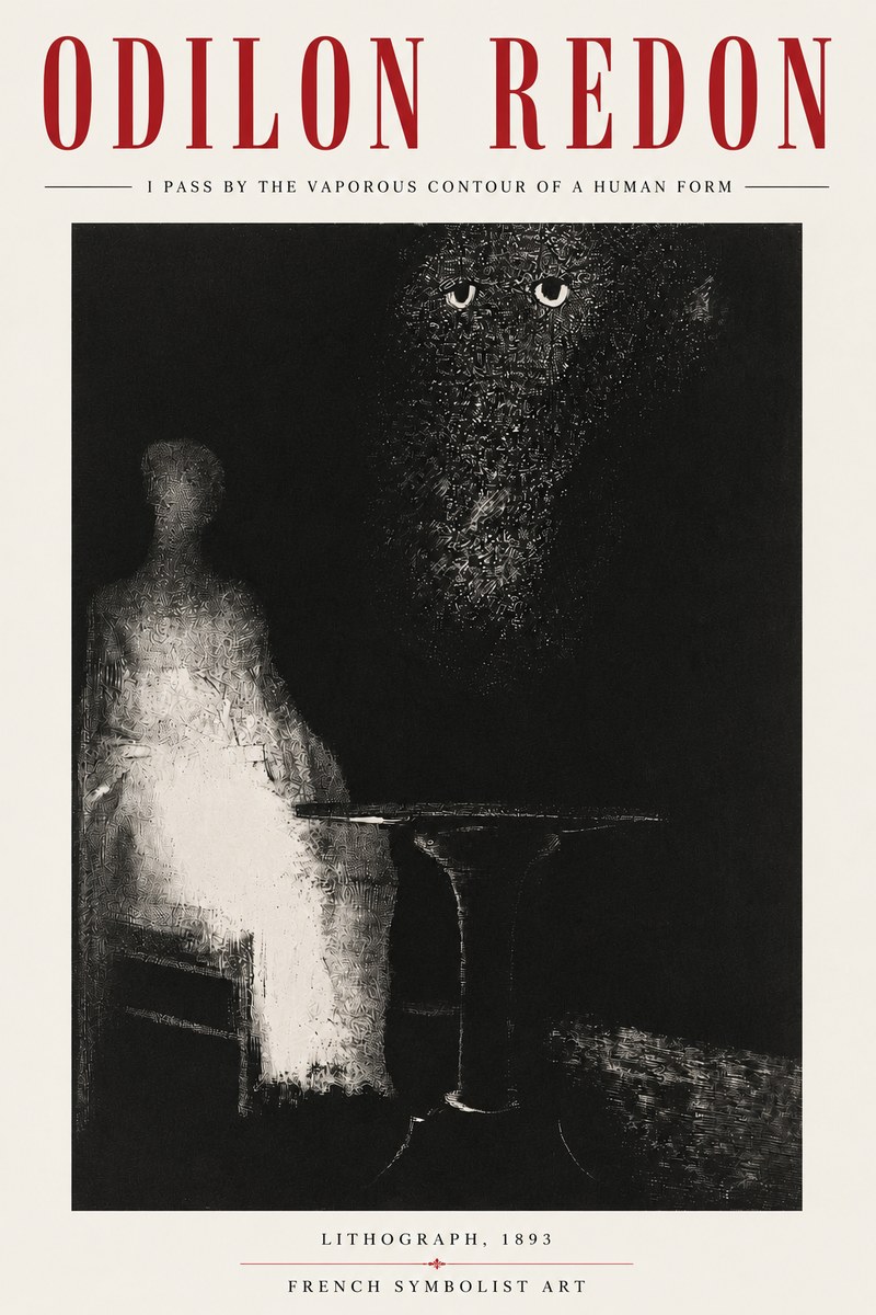 Odilon Redon I Pass by the Vaporous Contour of a Human Form No4 - Póster
