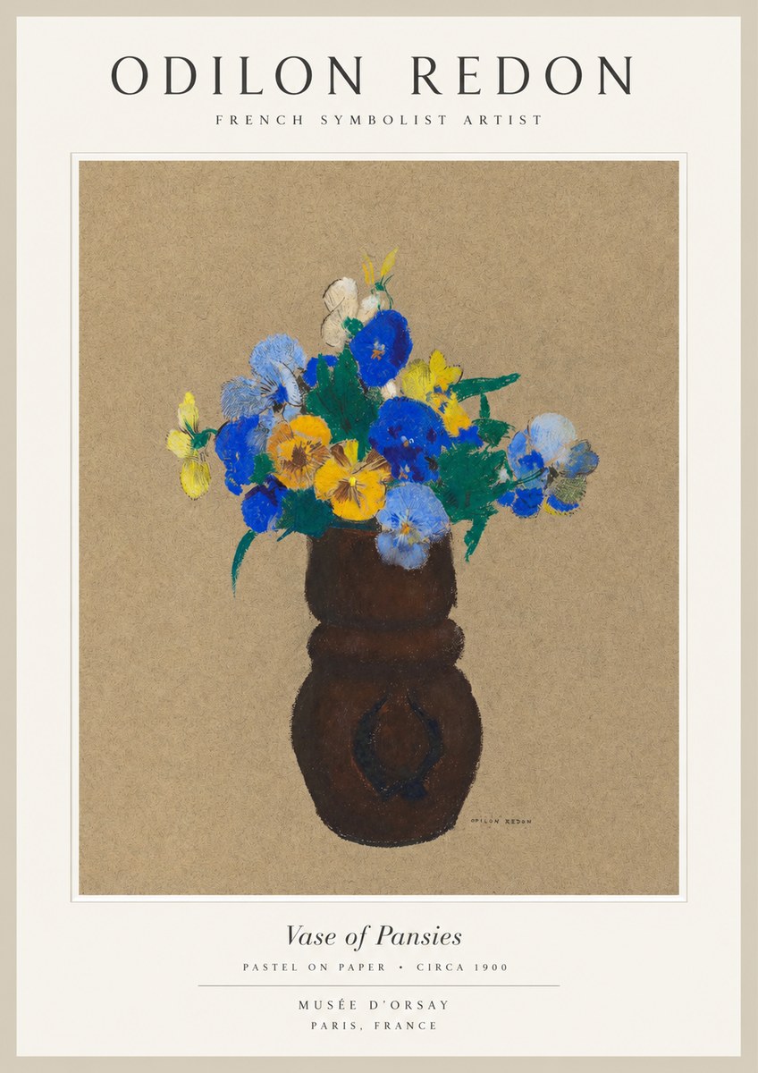 Odilon Redon Vase of Pansies No1 - Póster