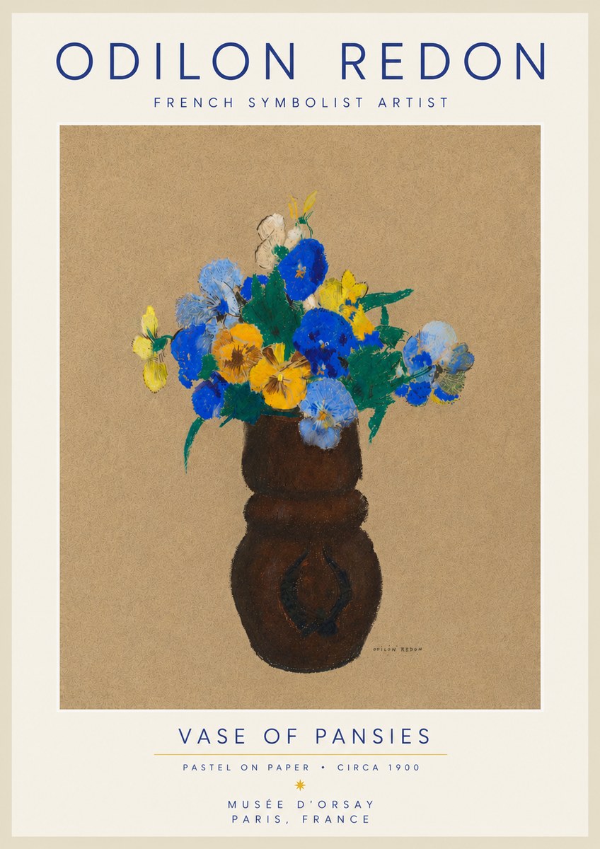 Odilon Redon Vase of Pansies No5 - Póster