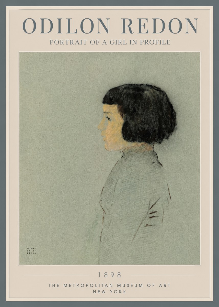 Odilon Redon Portrait of a Girl in Profile No3 - Póster