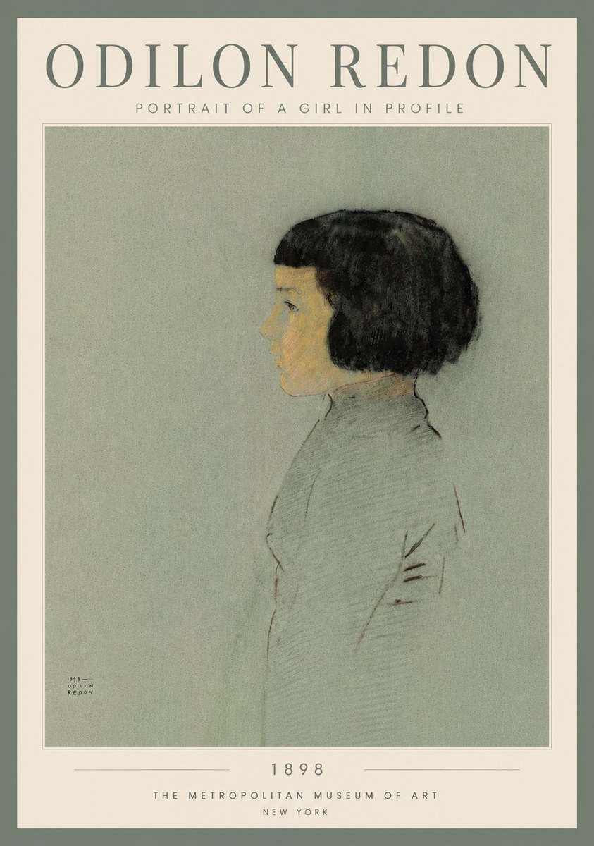Odilon Redon Portrait of a Girl in Profile No4 - Póster