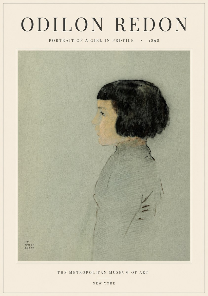 Odilon Redon Portrait of a Girl in Profile No5 - Póster