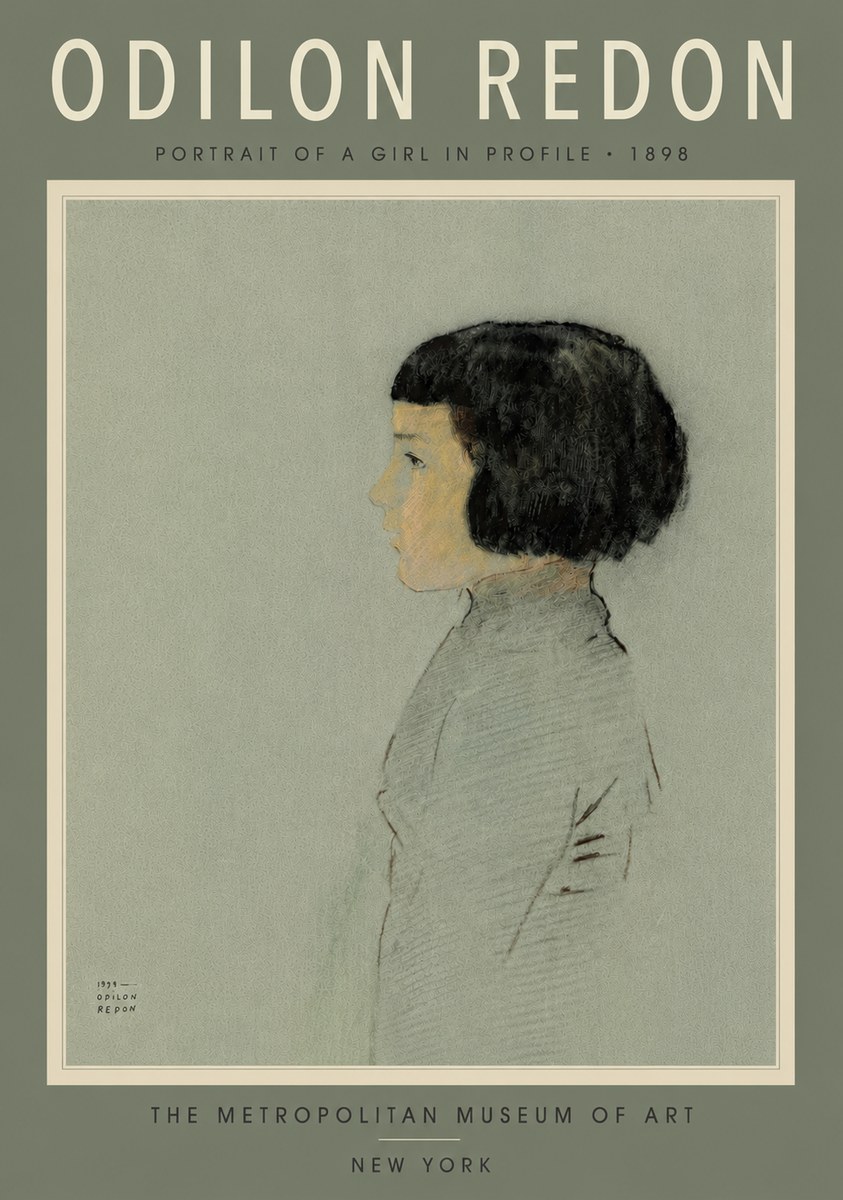Odilon Redon Portrait of a Girl in Profile No6 - Póster