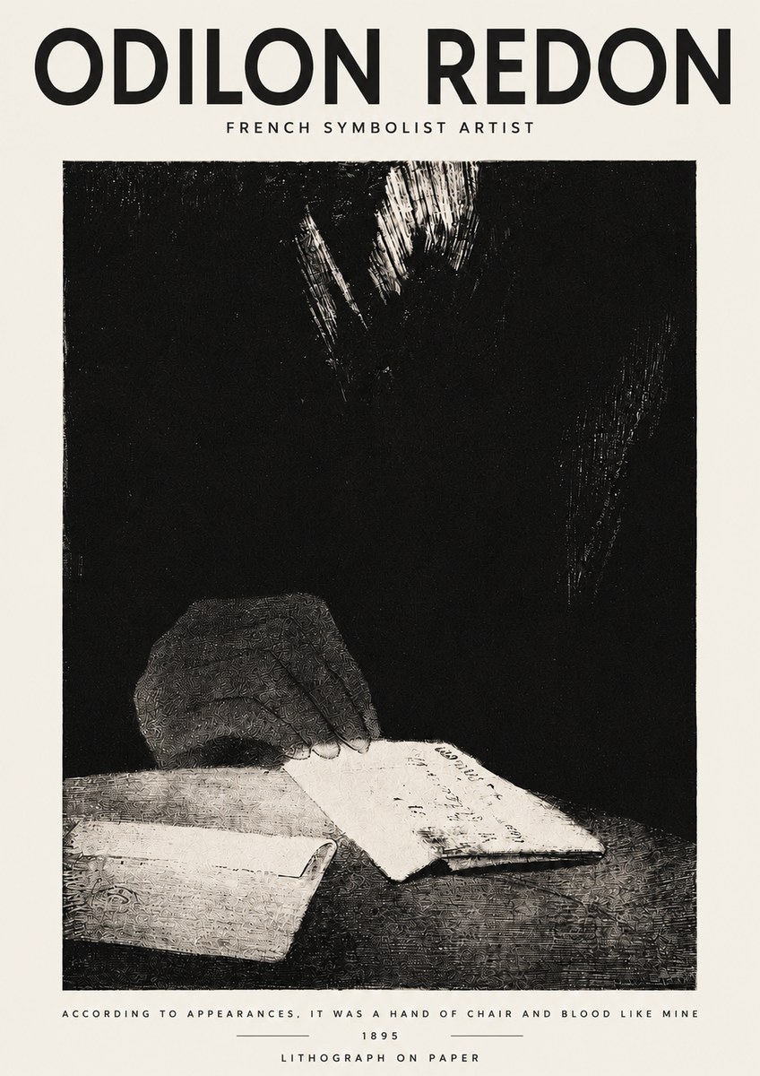 Odilon Redon According to Appearances, It Was a Hand of Chair and Blood Like Mine, No3 - Póster