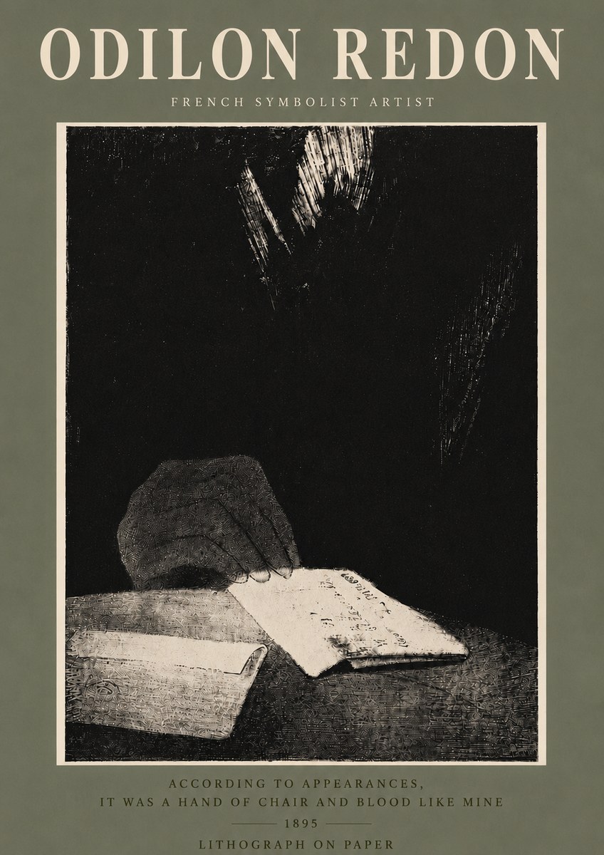 Odilon Redon According to Appearances, It Was a Hand of Chair and Blood Like Mine, No5 - Póster