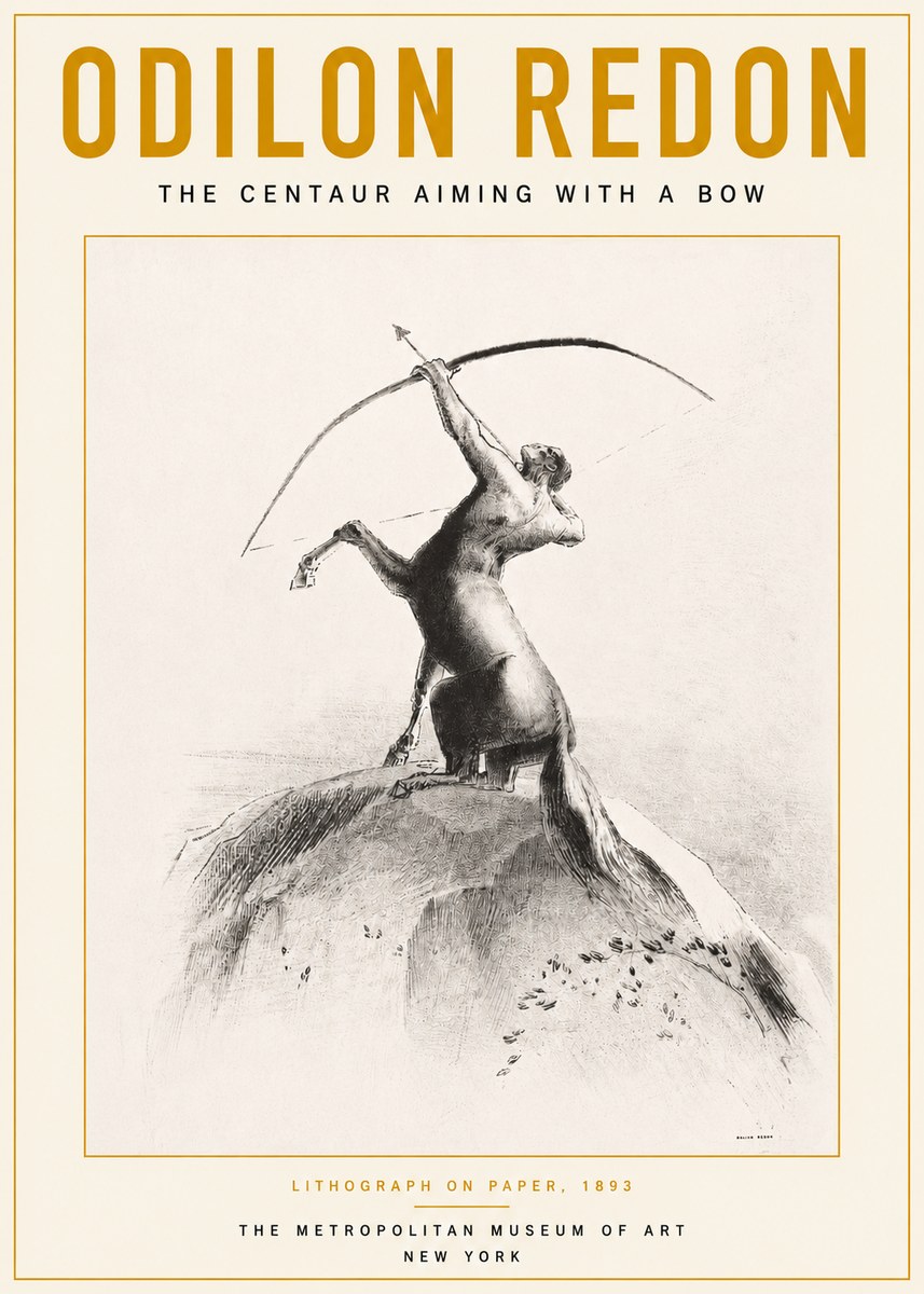 Odilon Redon The Centaur Aiming with a Bow No3 - Póster