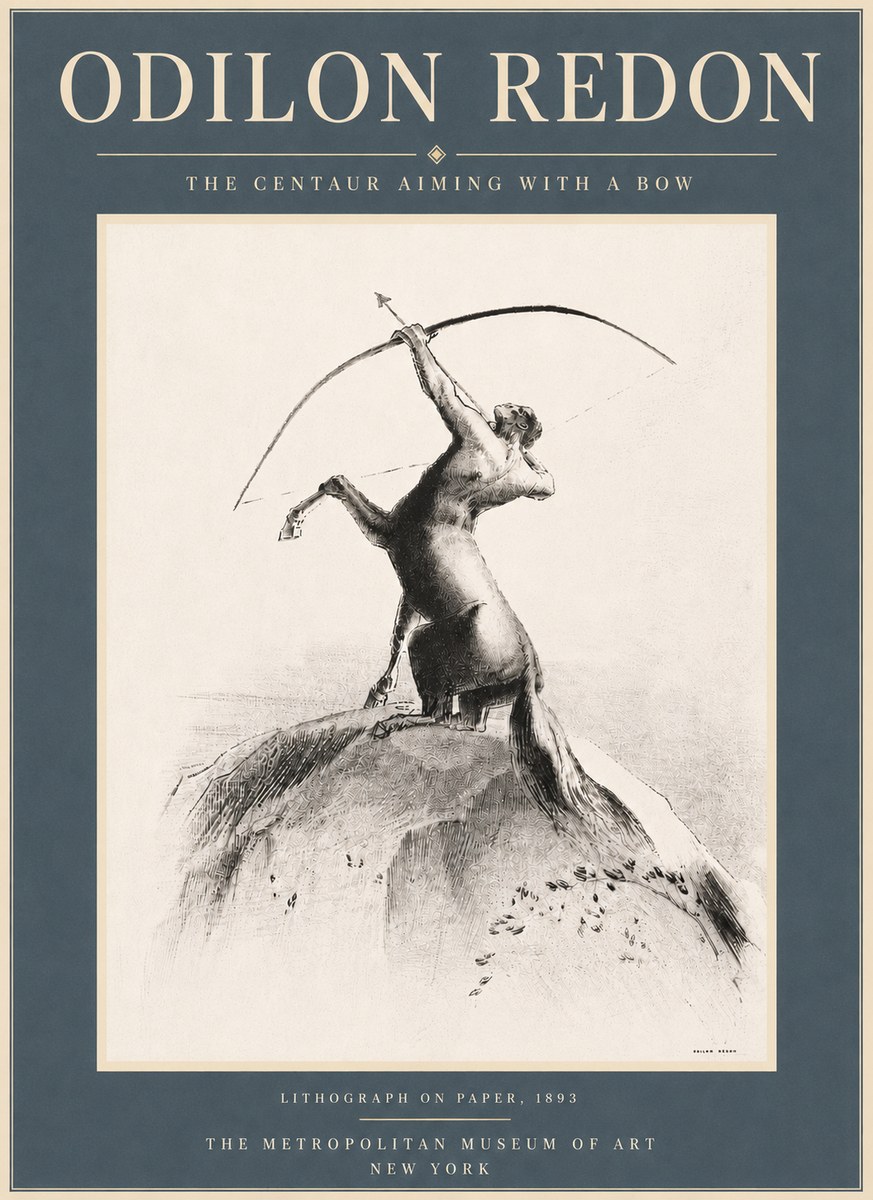 Odilon Redon The Centaur Aiming with a Bow No6 - Póster