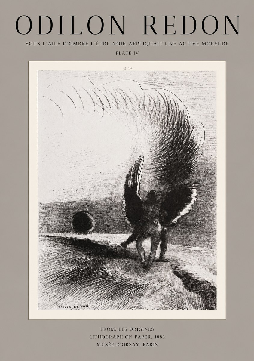 Odilon Redon Sous L'aile D'ombre L'être Noir Appliquait Une Active Morsure Plate Iv No1 - Póster