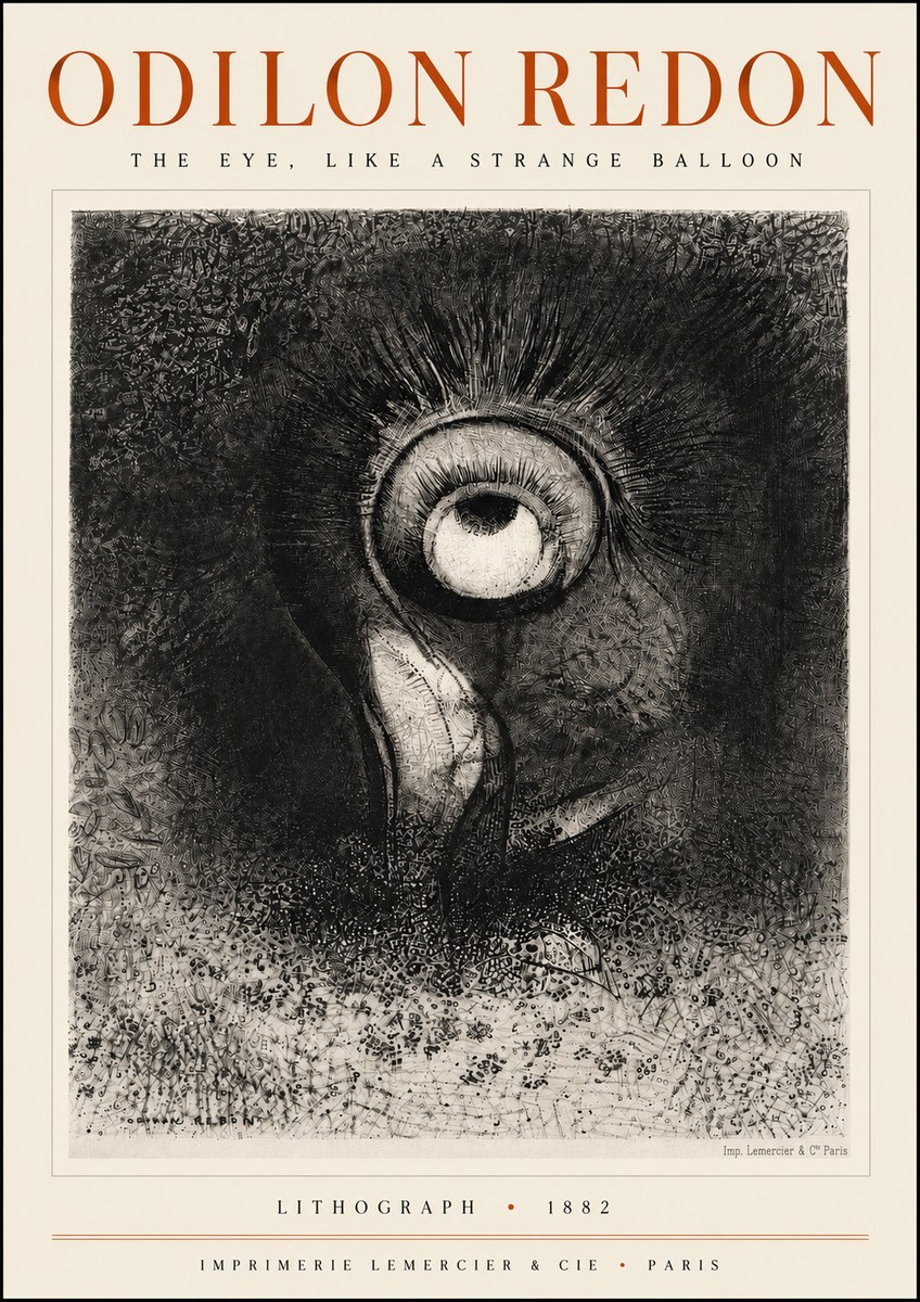 Odilon Redon The Eye, Like a Strange Balloon No4 - Póster