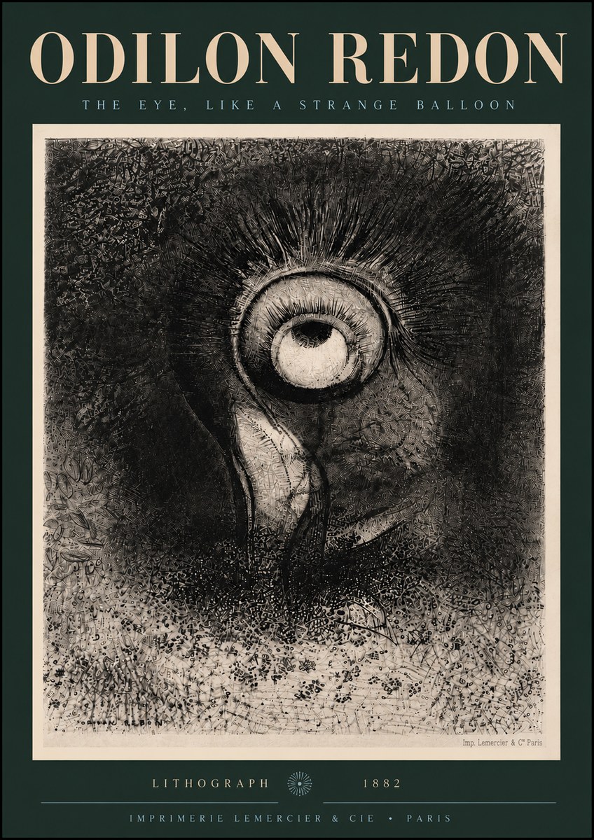 Odilon Redon The Eye, Like a Strange Balloon No5 - Póster