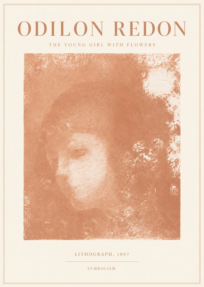 Odilon Redon The Young Girl with Flowers No3 - Póster
