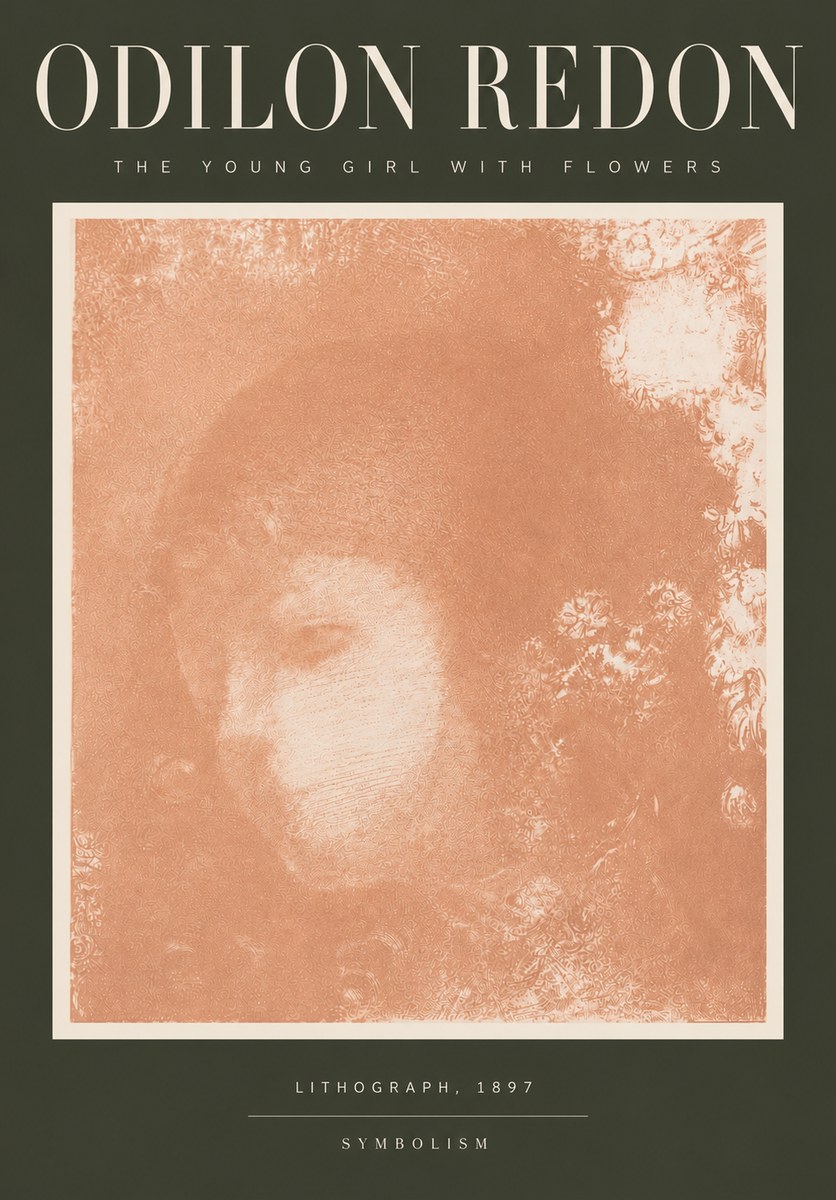 Odilon Redon The Young Girl with Flowers No4 - Póster
