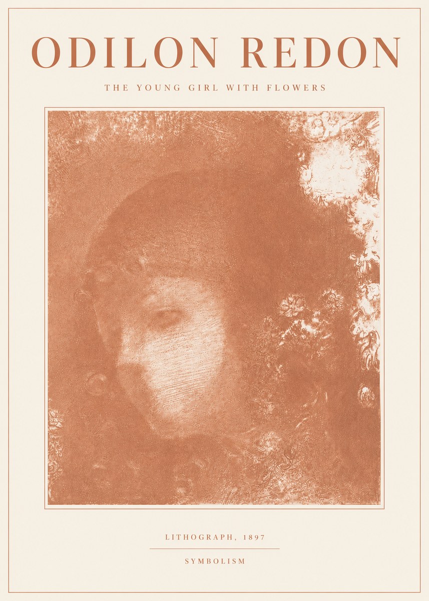 Odilon Redon The Young Girl with Flowers No6 - Póster