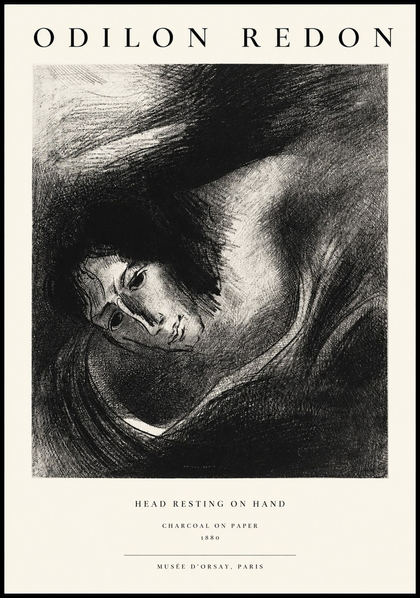 Odilon Redon Head Resting on Hand No1 - Póster