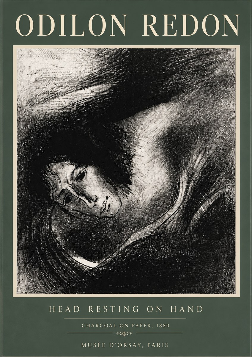 Odilon Redon Head Resting on Hand No6 - Póster