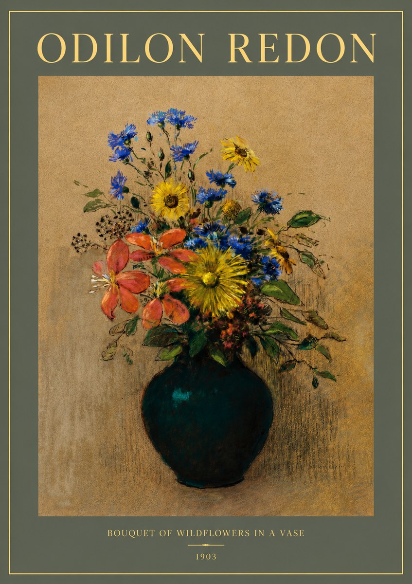 Odilon Redon Bouquet of Wildflowers in a Vase No2 - Póster